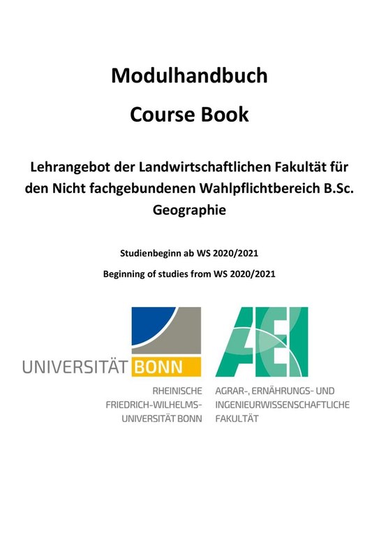Modulhandbuch B.Sc. Geographie fWP 2020