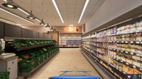 The test subjects push a shopping cart through the aisles